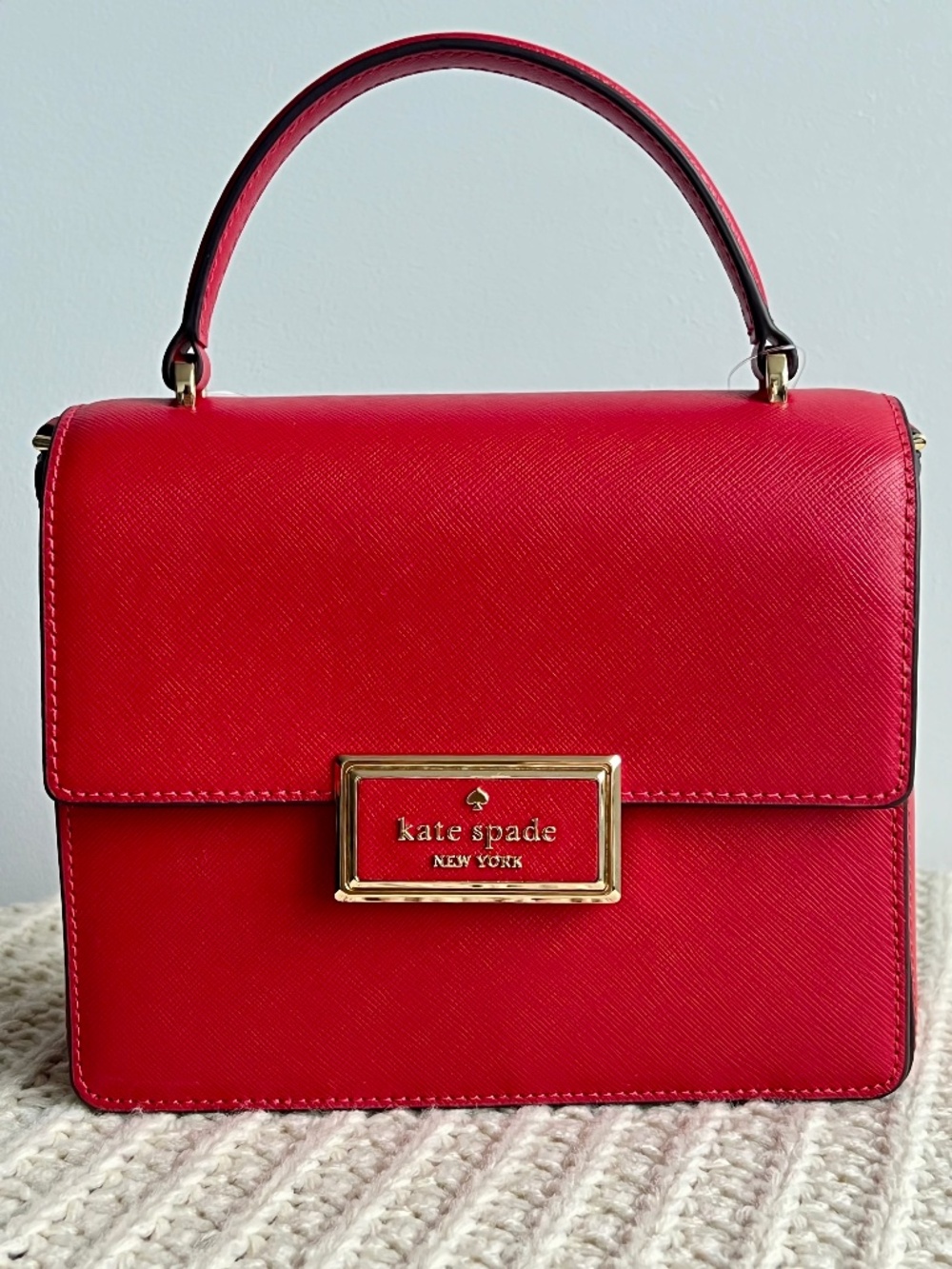 Kate Spade Reegan Cherry Red Saffiano Leather Top Handle Crossbody NWT